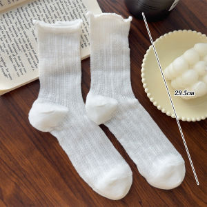 【♡Lovely girls house♡】ถุงเท้าลูกไม้กลวงของผู้หญิงสำหรับถุงเท้าสีทึบเกาหลีฤดูร้อน