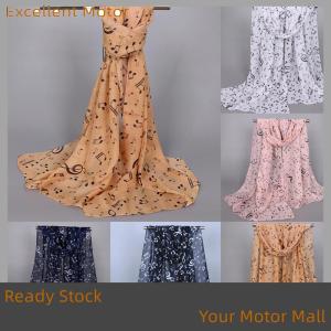 Excellent Ready Stock Womens Fashion Scarves Musical Note Print Ladies Soft Chiffon Infinity Scarf New