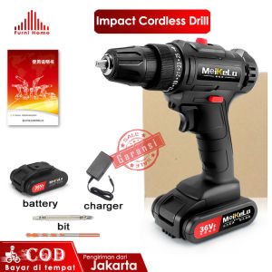 Bor baterai cas komplit 36Vf Mesin bor baterai cordless bor impact bater original besi - bor cas murah 2 baterai Cordless Drill with 2 baterai/kasus/charger - fullset bor listrik bor baterai- impact bor baterai bor cas murah jld impact bor