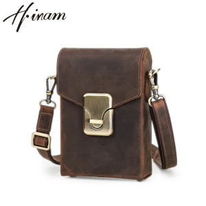 Hiram Crazy Horse Leather Men Shoulder Bag Small Crossbody Cellphone Bag Casual  High Quality Sling Bag Men Bag
