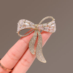 Hmeme Nơ tie rhinestone trâm nữ đơn giản cá tính thời trang pin phù hợp với chống ánh sáng corsage trang sức quà tặng