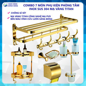 Bộ Giá Treo Đồ Phòng Tắm Kệ Treo Đồ Phòng Tắm AQUA Chất Liệu Inox 304 Mạ Vàng Titan Chống Oxy Hóa Độ Bền Cao