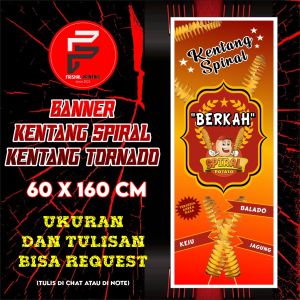 Banner Kentang Spiral / Banner Kentang Tornado / Banner Jajanan / Banner KUstom Ukuran 60 x 160 cm