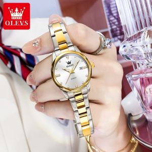OLEVS Watch For Women Waterproof Original Branded 2025 New Elegance Fashion Stainless Steel Watch Band Diamonds Calendar Calendar Quartz Watch