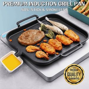 Grill Pan special oil-conducting Smokeless Barbecue Tray Non-stick Korean BBQ Grill Pan Induction Cooker Grill Pan