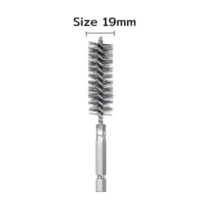 AUK Stainless Steel Wire Cleaning Brush with Handle 1/4 Inch Hex Shank for Power Drill Impact Driver （8mm/10mm/12mm/15mm/17mm/19mm）