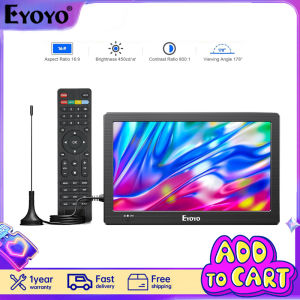 Eyoyo 16 Inch with Dual Tuner ATSC and NTSC 1366x768 Small Monitor Support HDMI AV USB and FM Radio with Battery and Car Charger Remote Control for Car RV Kitchen and Camping