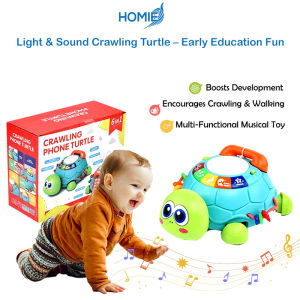 HOMIE Light & Music Sound Crawling Turtle – Early Education Fun / Multi-Functional Musical Baby Toy