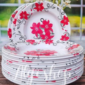 6Pcs Gratis sndok Piring makan melamin besar 23cm Foodgrde tebal dan tahan panas