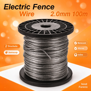100 Meters Electric Fence Polywire High Conductivity Livestock Fencing Wire Durable Portable Electric Fencing Line for Farm Pasture Cattle Horse and Sheep