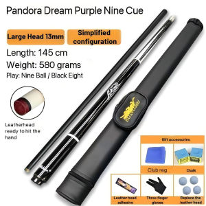 HOTBAO 13MM Big Head Carbon Fiber 1/2 Split Carbon Billiards Pool Cue for American 9-Ball with Freebies