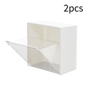 2Pcs Plastic Wall Mounted Storage Boxes Dustproof Bathroom Organizer for Cotton Swabs Makeup Adhesive Small Jewelry Holder Box