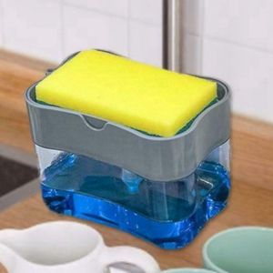 GP1 2-in-1 Manual Dishwashing Liquid Soap Pump Dispenser Sponge Holder SaugWunder Sponge