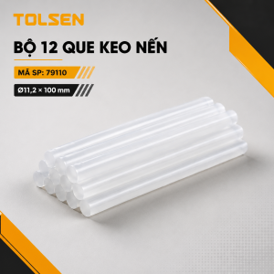 Hộp 12 cây keo nến - keo đèn cầy sillicon Tolsen 79110 chính hãng (11.2x100mm) dùng cho súng bắn keo lớn kết dính tốt nhanh khô bền bỉ