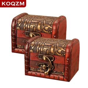 [COD] KOQZM KITCHEN 1PC Antique Mini Wood Treasure Chest Storage Box Jewelry Organizer Box Gift Box