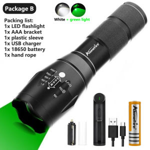 Alonefire G700-WG Đèn Pin 2in1 Trắng + Đèn LED Màu Xanh Lá Cây Đèn Pin Chiến Thuật Đèn Chống Nước Trinh Sát Siêu Sáng