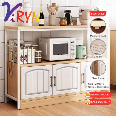 ViRYN 2/3 Doors Kitchen Shelves Multi Layer Microwave Oven Storage Cabinet Cookware Storage Rack