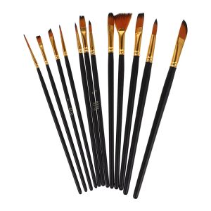 OPEAREY 12Pcs/Set Tóc nylon Bộ cọ vẽ Vật liệu acrylic Đa chức năng Cọ vẽ tranh sơn dầu Màu nước Gouache Dụng cụ vẽ