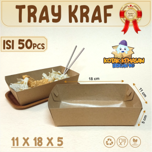 50 Pcs Paper Tray 18x11x5 l Nampan Kertas l Food Tray Paper ECO Kraft 18x11x5