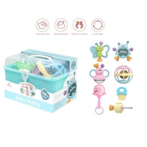 Teether For Baby Crib Hanging Toy Childrens Gum Chewable Baby Pacifying Hand Rattle Toy Set