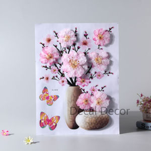 Decal trang trí dán tường 3d nổi hình lọ hoa - Decor trang trí phòng ngủ phòng khách phòng bếp đẹp - Giấy dán tường chất liệu PVC cao cấp
