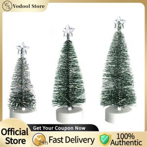 Three Small Festive Christmas Trees for Desktop Decor Suitable for Christmas Celebrations and Holiday Decor