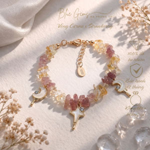 Vòng Tay Handmade Đá Strawberry x Citrine Hợp Mệnh Hỏa Thổ - Cân Bằng Cảm Xúc Thu Hút Tình Yêu -Bluegems