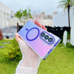 Senior Discolour Metal Lens for MagSafe Shockproof Phone Cases For Samsung Z Fold 7 Z Fold 6 Wireless Charging Cover