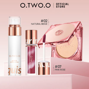 O.TWO.O Makeup Set 3PCS Long Waterproof Lasting Oil Control Pressed Powder+Velvet Matte Lip Tint+Setting Spray