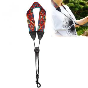 Red Diamond Pattern Colored Polyester Saxophone Neck Strap Shoulder Strap for Alto Soprano Tenor Saxophone