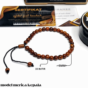 Gelang Tasbih Kaukah Premium 5mm Motif Merica Bulat dengan Tali Hitam - Afdal Gist Kaukah