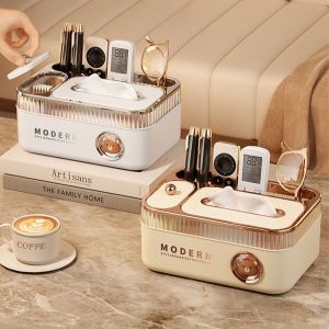 ZENGD หรูหราเบา กล่องทิชชู่ ป้องกันฝุ่น ไม่ซึมน้ำ ที่เก็บของรีโมทคอนโทรล หลายฟังก์ชัน ความจุขนาดใหญ่ ที่เก็บเครื่องสำอาง ห้องนั่งเล่น