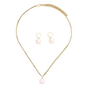 Delicate Round Pearls Necklace and Earrings Set Everyday Wear Alloy Texture Suitable for Fashionable Occasions