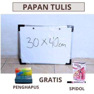 Papan Tulis 30x40cm cm Whiteboard papan hitam dan putih gratis spidol dan penghapus