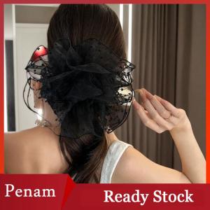 [PAM] Fashion Big Scrunchies Girls Black Hairties Ponytail Hold For Bun Hairstyle Hair Bands Hair Accessories For Women Headwear