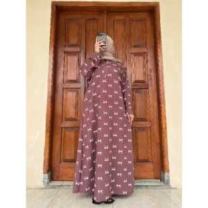 Promo Gamis Wanita Dewasa Motif Pita Lengan Panjang