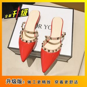 Free Shipping Thick-Heeled Outdoor Shoes Autumn And Winter New Design Niche Style Studded Low-Heeled Half Slippers
