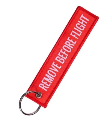 SG Remove Before Flight Woven Key Ring Special Luggage Tag Label Red Keychain For Aviation Gifts Men and Women Keychain