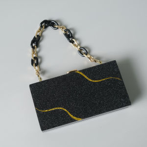 New Trendy Bags Fashion Women Handbag Black Sequin Striped Boutique Acrylic Luxury Party Prom Evening Bag Woman Cute Box Clutch Purse