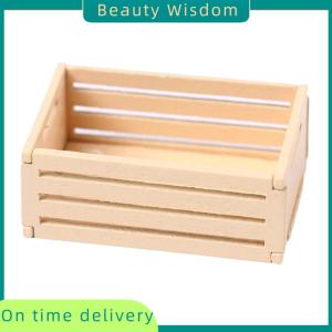 Beauty Wisdom 1:12 Dollhouse Mini Fruit Basket Fruit Wooden Frame Storage Box Storage Frame Basket Toy Accessories Model Miniature Scene Decor
