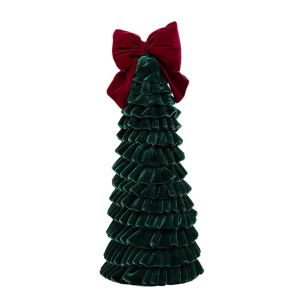 Bow Decor Christmas Tree Ornament Multi-Layer Velvet Tabletop Christmas Tree Handmade Craft Exquisite Tree Shape Bowknot Christmas