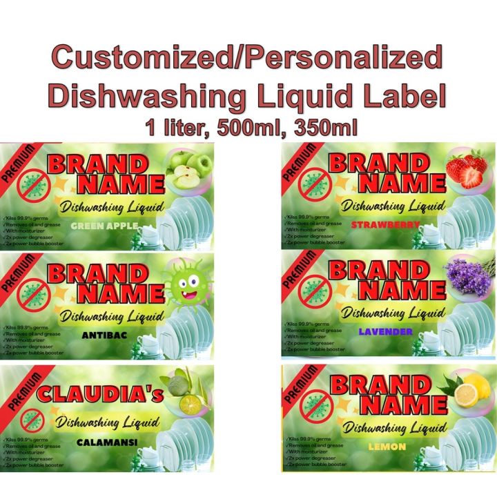 CUSTOMIZED STICKER LABEL FOR DISHWASHING LIQUID 1liter 500ml 350ml ...