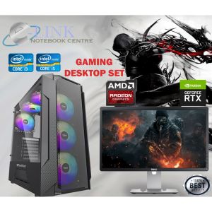 GAMING FULL SET i3 i5 i7 Core i5 3/4/6 GENERATION / Core i3 i5 2/3/4/6 GEN/ i7-6700 6th GENERATION / 8 GB RAM DDR3/DDR4  /120GB SSD / 512GB SSD / 500GB/1TB / GT710 / GT730 2GB DDR5 / GTX1650 4GB DDR5 / RTX 3050 6GB / RX 580 8GB /20-24 MONITOR(FOR GAMER)