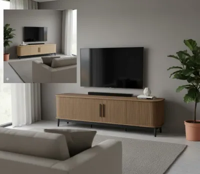 (FurnitureSG) TV Console / TV Cabinet 6 Feet With Sliding Door
