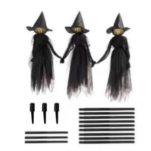 The terrifying glowing head for Halloween garden post 4.9 feet per set 3 witches holding hands suitable for outdoor courtyards lawns and garden decoration.