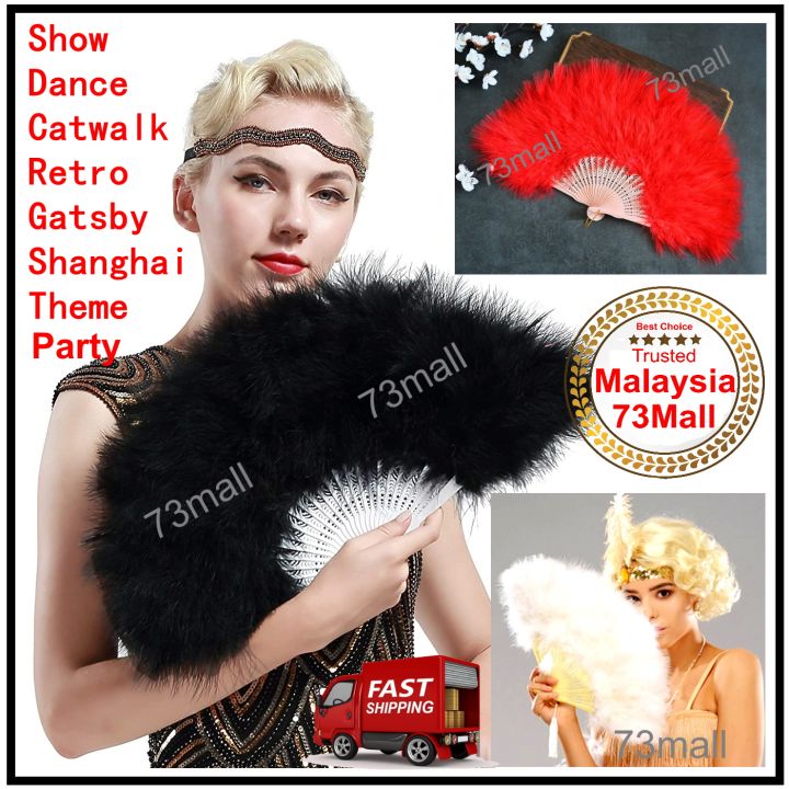 73Mall] Soft Feather Fan Gatsby Theme Retro Style Traditional