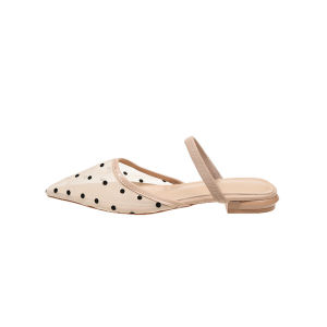 [Free Shipping] 2026 Spring/Summer New Lace Mesh Breathable Pointed Toe Polka Dot Closed-Toe Womens Sandals for Outdoor Wear