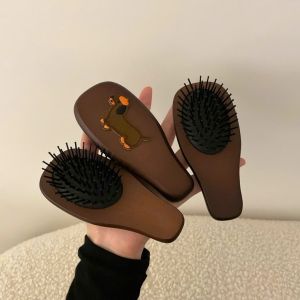 Lược Chải Tóc Gỗ Túi Khí Hình Chó Dễ Thương – Lược Massage Da Đầu Chống Rối Giảm Gãy Rụng Tóc