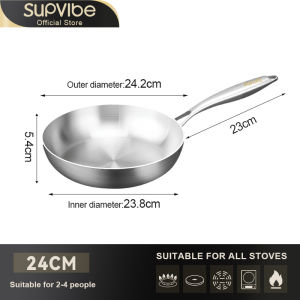 SUPVIBE Stainless Steel Induction 24cm/26cm/28cm Fry Pan Non-Stick Stainless Steel Induction Pan Wok Electric Stove Pan