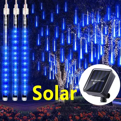 【COD】Solar/Plug in Meteor Shower Rain Lights LED Outdoor Waterproof Icicle Fairy String Lights for Home Garden Christmas Raya Decoration Meteor Shower Rain Tubes Light